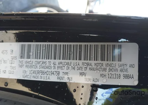 2017 Jeep Patriot High Altitude 4X4 z USA, uszkodzony, nr VIN 1C4NJRFB6HD194750